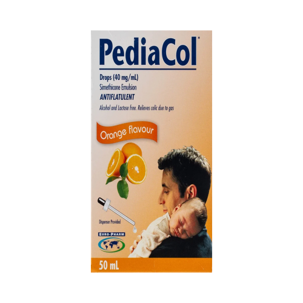 Pediacol Antiflatulent Colic Relief Orange Flavor Drops for Babies - lactose free, alcohol free 50 ml